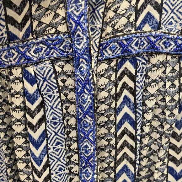 Lucky Brand Women's Blue and Black Geometric Beaded Third Eye Blouse - Picture 4 of 7